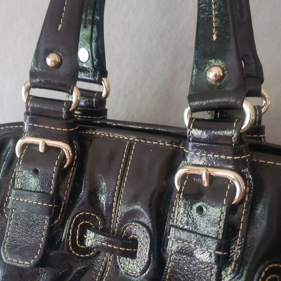 Dooney and Bourke Chiara Black Patent Leather Tote Pink Lining Large Handbag - Picture 11 of 16